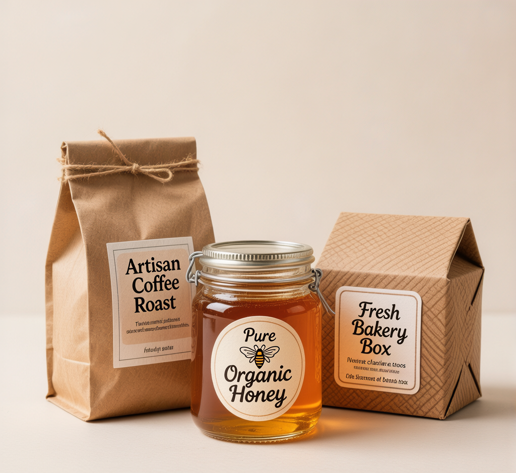Custom food labels on jars, bottles and packaging